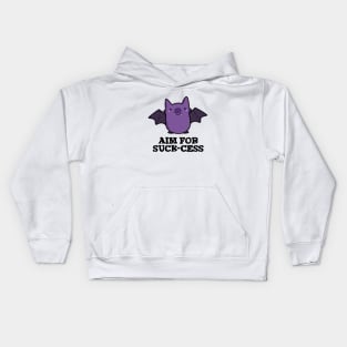 Aim For Suck-cess Cute Positive Bat Pun Kids Hoodie